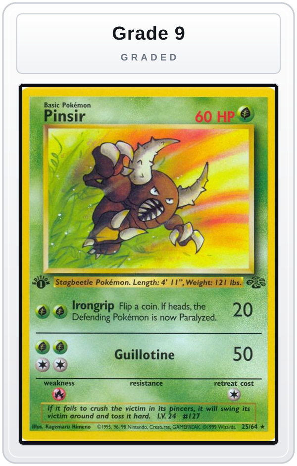Graded - Pinsir (25) — Grade 9 graded overlay