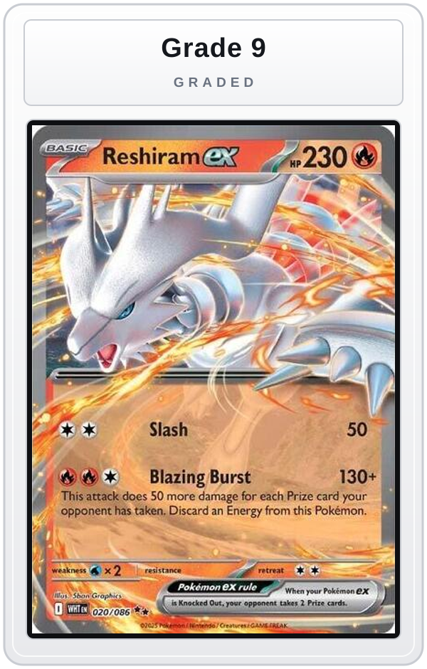 Graded - Reshiram ex — Grade 9 graded overlay