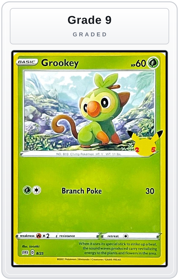 Graded - Grookey - 8/25 — Grade 9 graded overlay