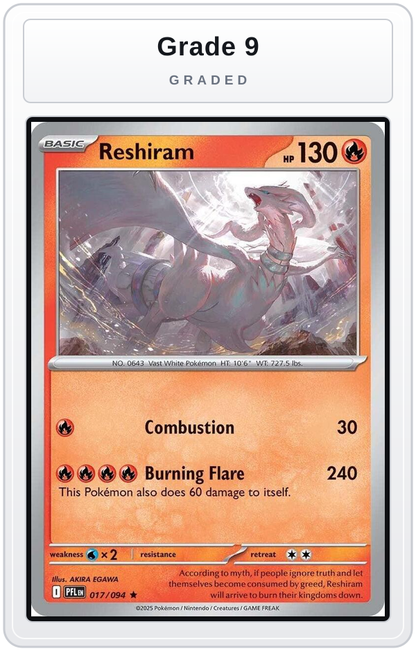 Graded - Reshiram — Grade 9 graded overlay