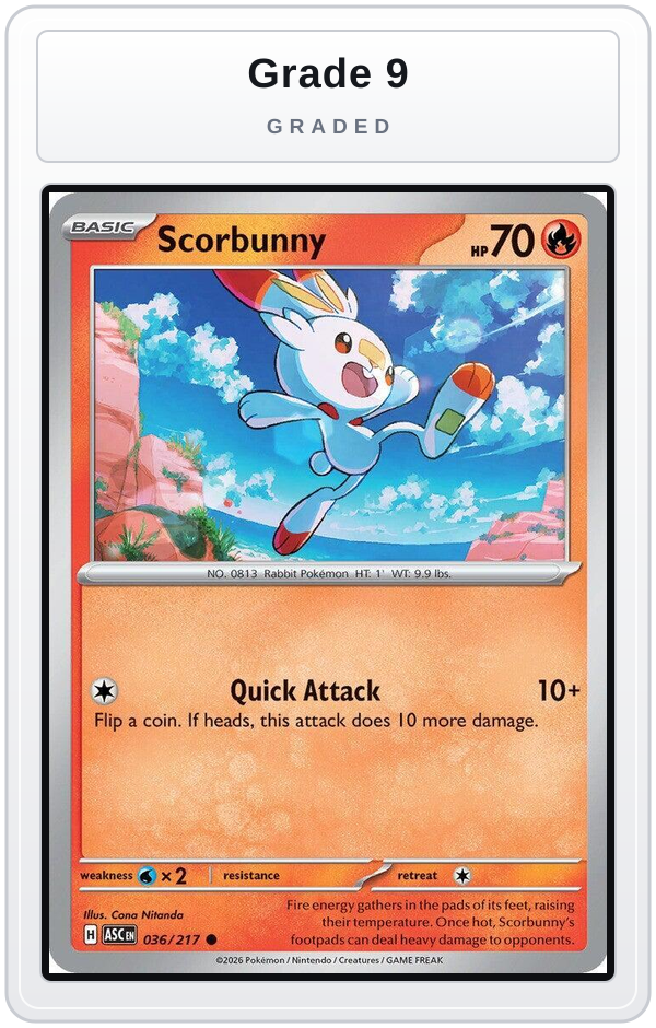 Graded - Scorbunny - 036/217 — Grade 9 graded overlay