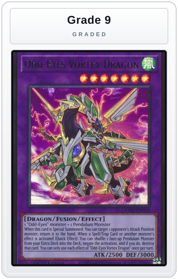 Graded - Odd-Eyes Vortex Dragon — Grade 9 graded overlay