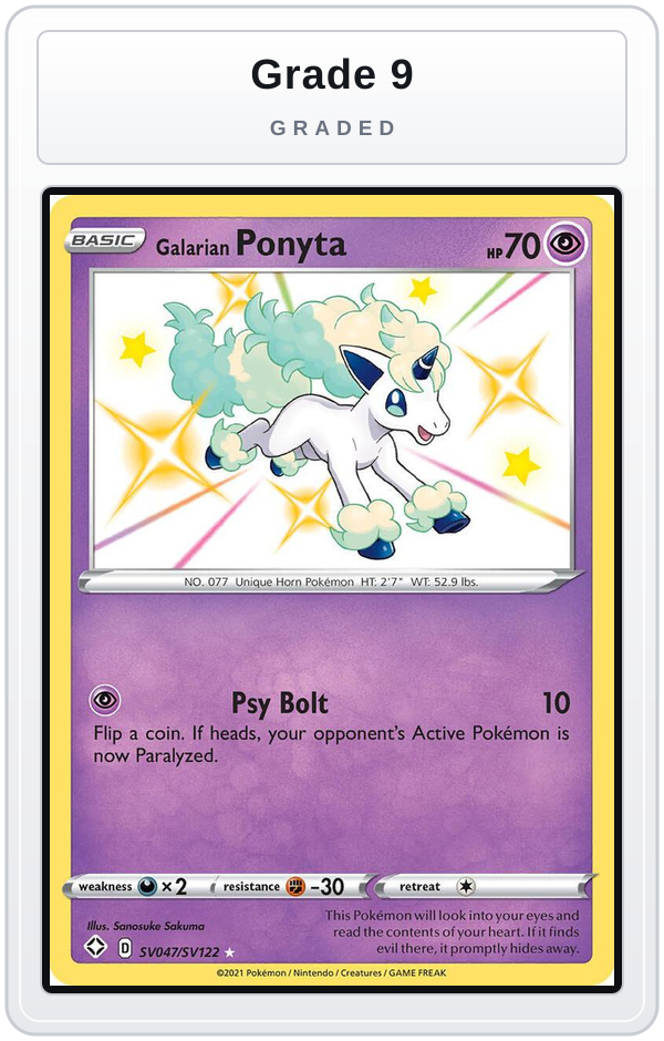 Graded - Galarian Ponyta — Grade 9 graded overlay
