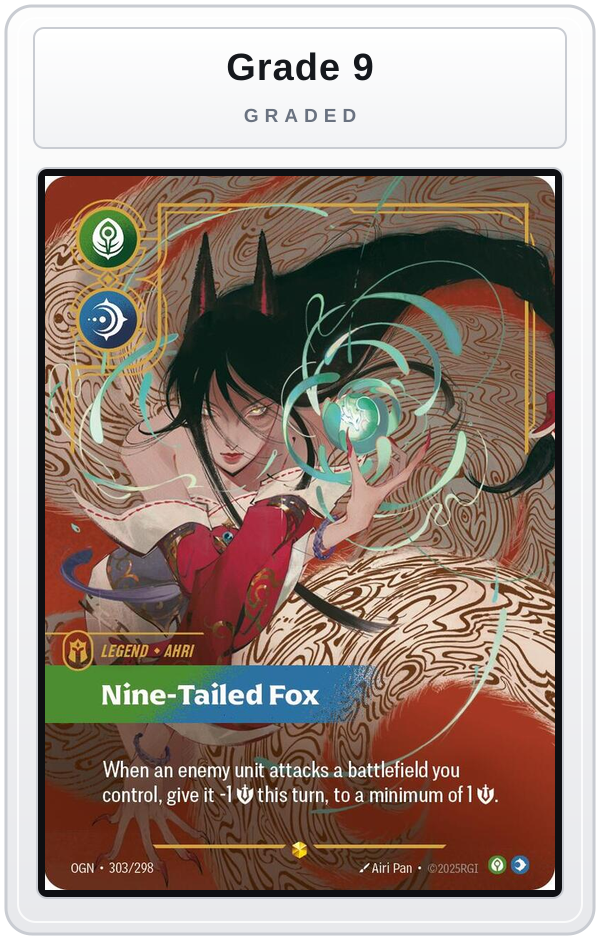Graded - Ahri, Nine-Tailed Fox (Overnumbered) — Grade 9 graded overlay