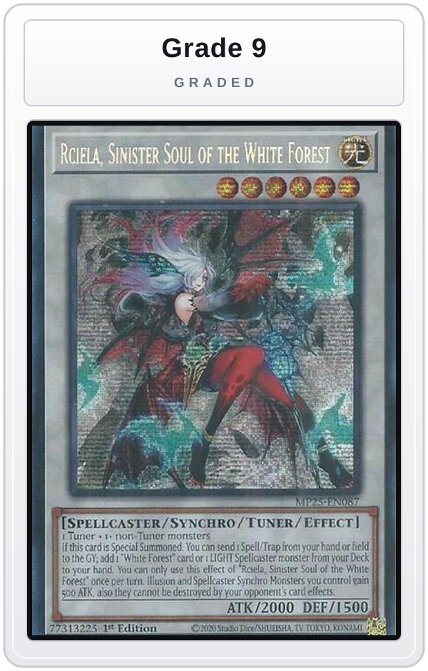 Graded - Rciela, Sinister Soul of the White Forest — Grade 9 graded overlay