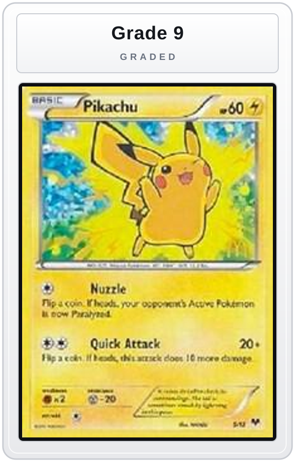 Graded - Pikachu - 5/12 — Grade 9 graded overlay