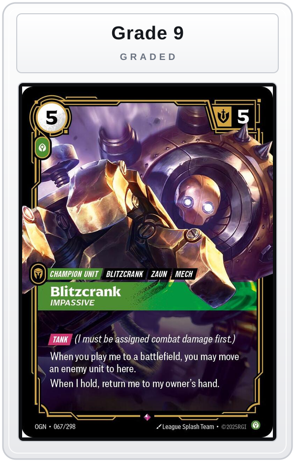 Graded - Blitzcrank, Impassive — Grade 9 graded overlay