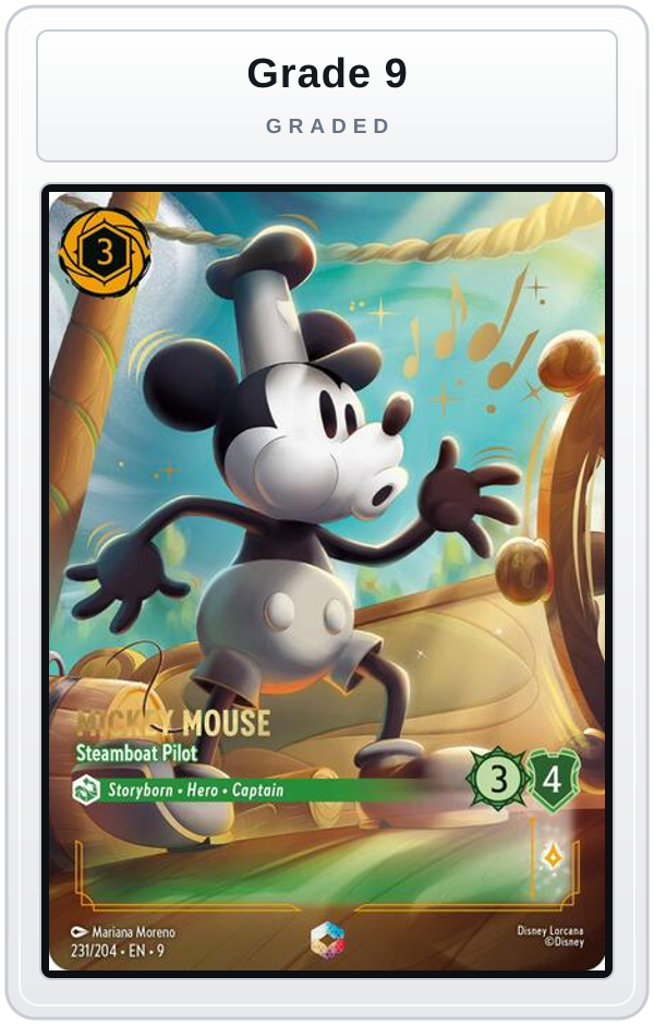 Graded - Mickey Mouse - Steamboat Pilot (Enchanted) — Grade 9 graded overlay