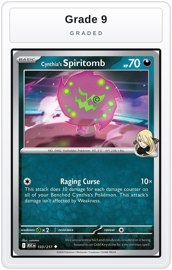 Graded - Cynthia's Spiritomb - 133/217 — Grade 9 graded overlay