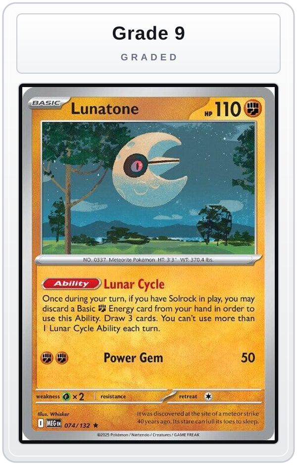 Graded - Lunatone — Grade 9 graded overlay