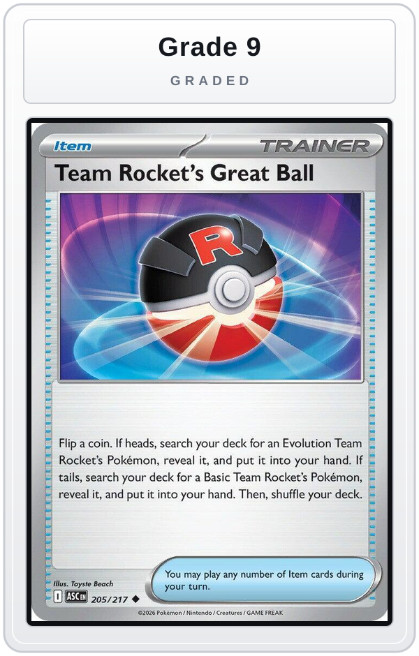Graded - Team Rocket's Great Ball — Grade 9 graded overlay
