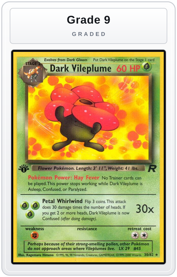 Graded - Dark Vileplume (30) — Grade 9 graded overlay