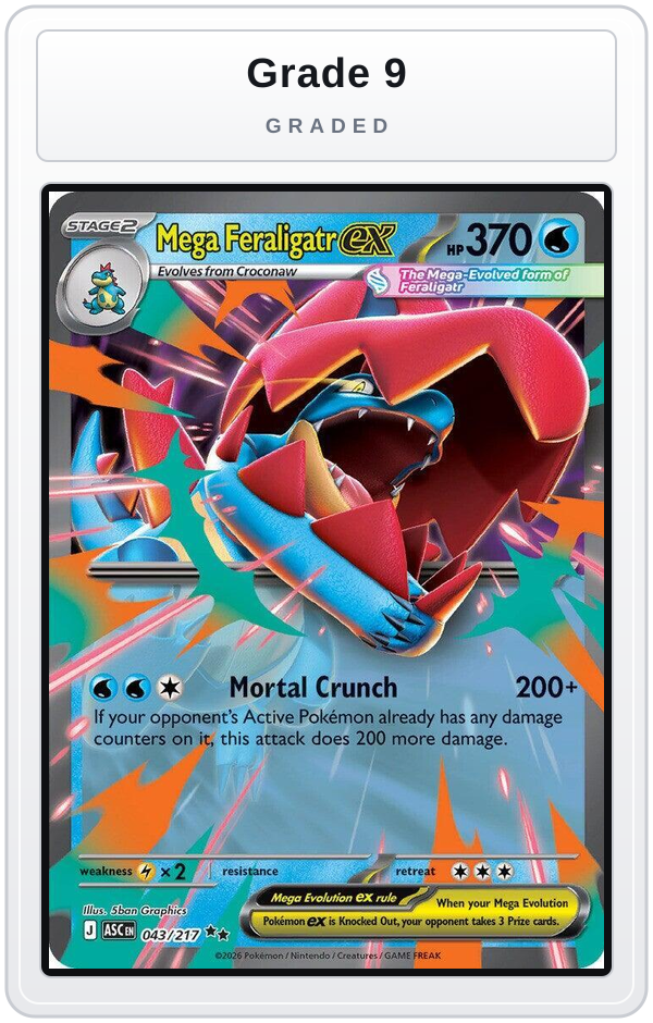 Graded - Mega Feraligatr ex - 043/217 — Grade 9 graded overlay