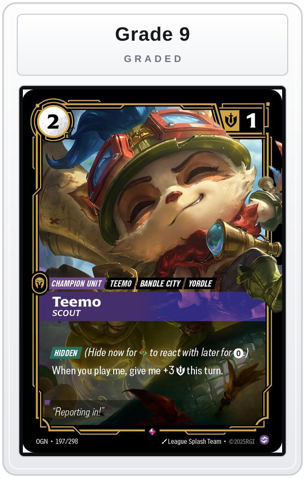 Graded - Teemo, Scout — Grade 9 graded overlay