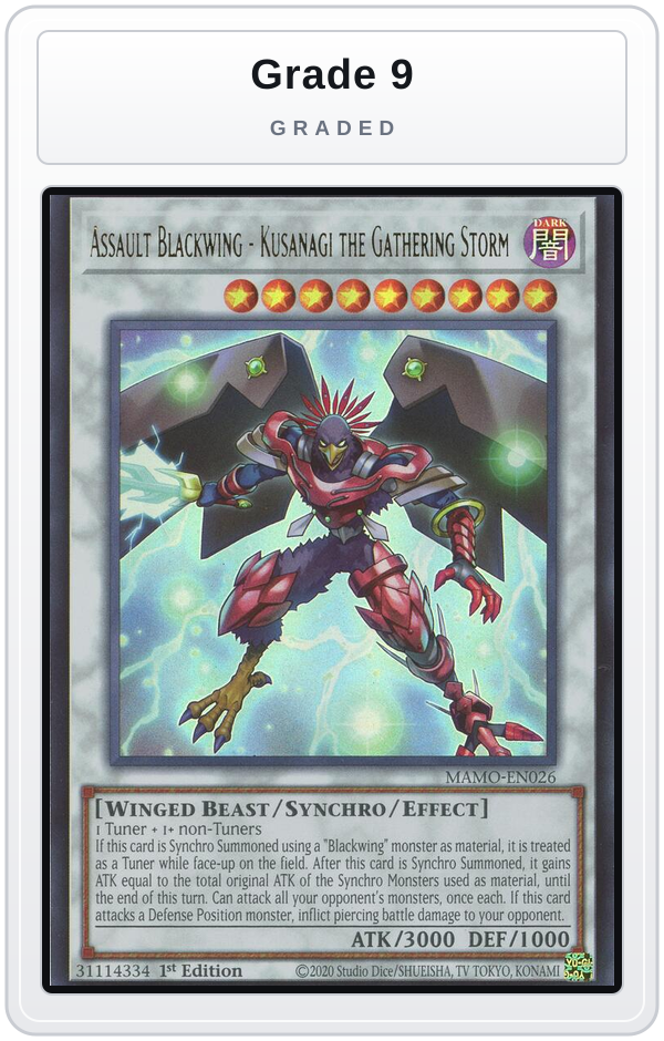 Graded - Assault Blackwing - Kusanagi the Gathering Storm — Grade 9 graded overlay