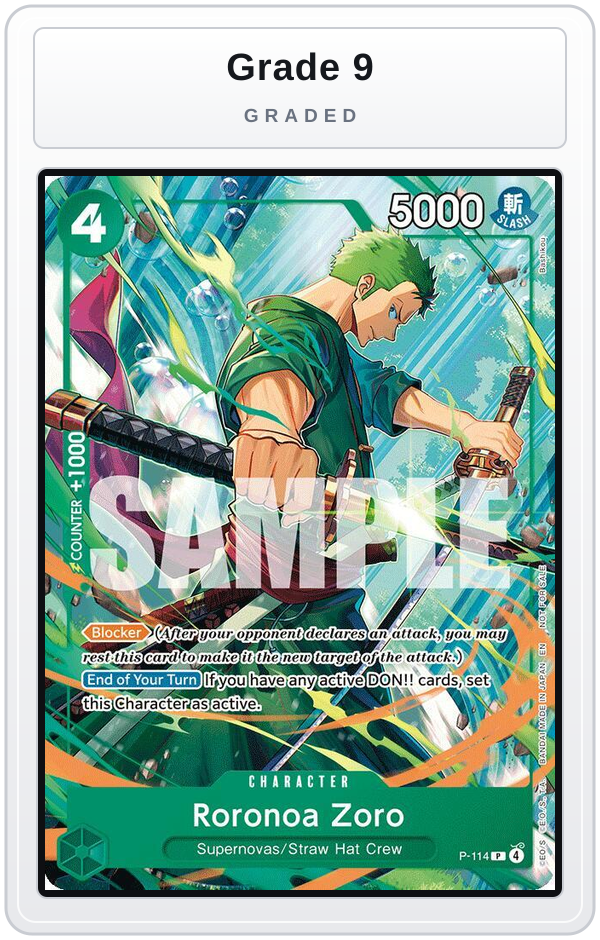 Graded - Roronoa Zoro (114) — Grade 9 graded overlay