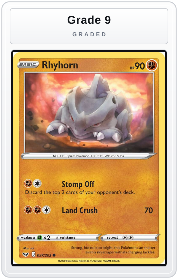 Graded - Rhyhorn (097) — Grade 9 graded overlay
