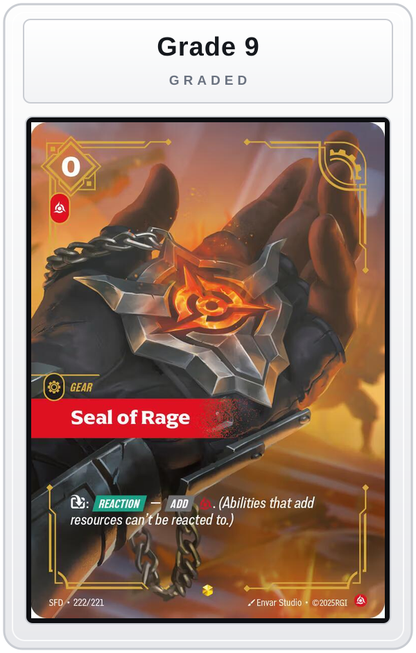 Graded - Seal of Rage (Overnumbered) — Grade 9 graded overlay
