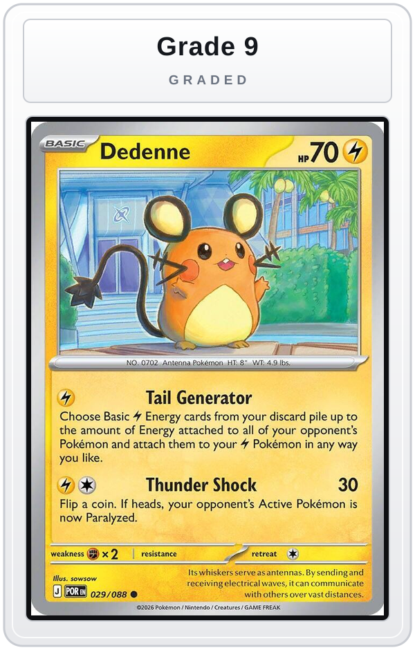 Graded - Dedenne - 029/088 — Grade 9 graded overlay
