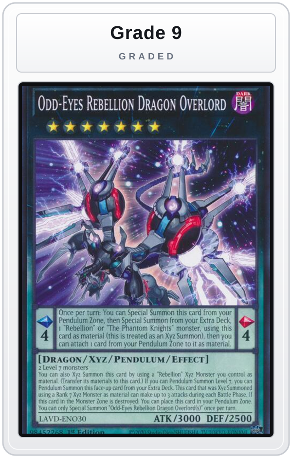 Graded - Odd-Eyes Rebellion Dragon Overlord — Grade 9 graded overlay