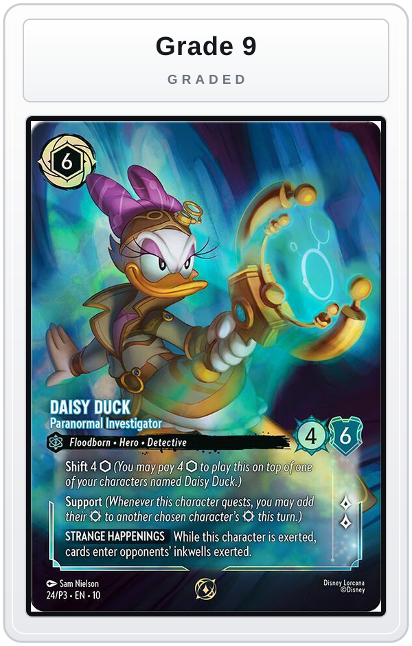 Graded - Daisy Duck - Paranormal Investigator (Store Championship) — Grade 9 graded overlay