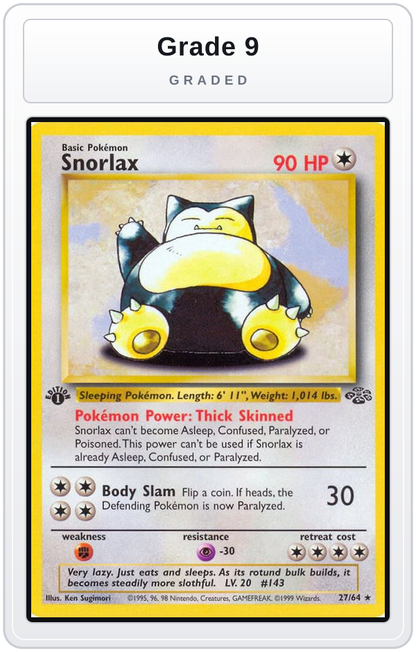 Graded - Snorlax (27) — Grade 9 graded overlay