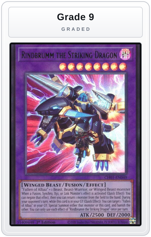 Graded - Rindbrumm the Striking Dragon — Grade 9 graded overlay