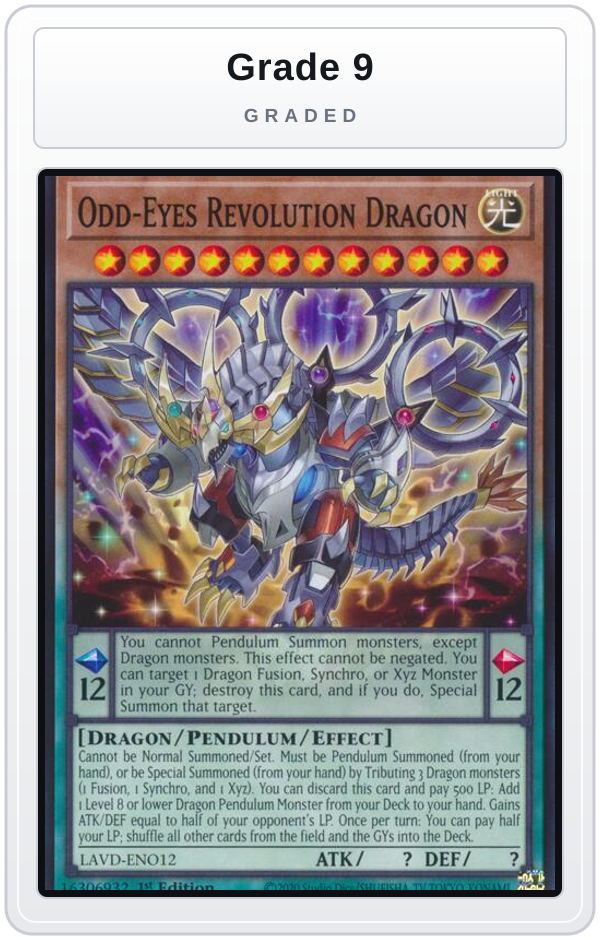 Graded - Odd-Eyes Revolution Dragon — Grade 9 graded overlay