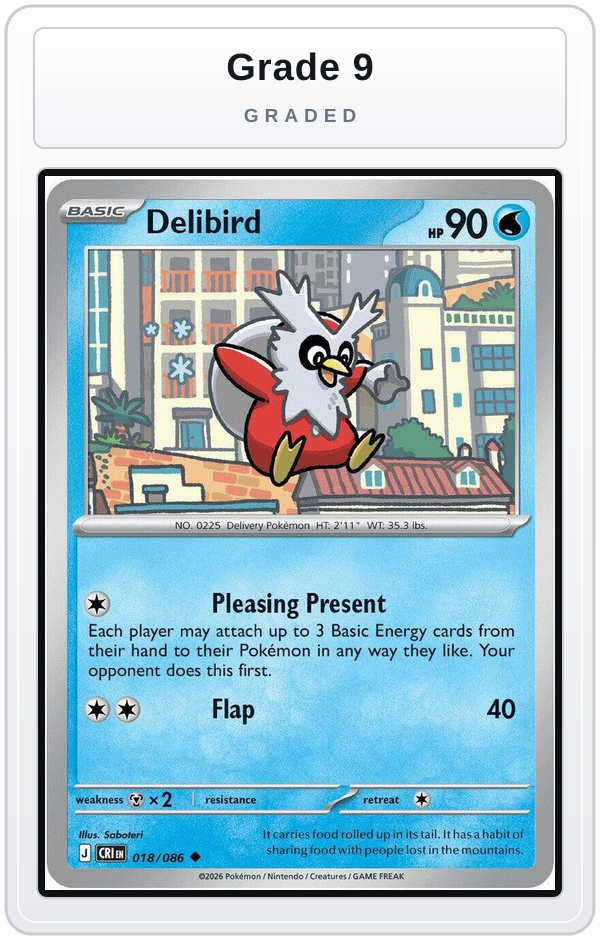 Graded - Delibird — Grade 9 graded overlay