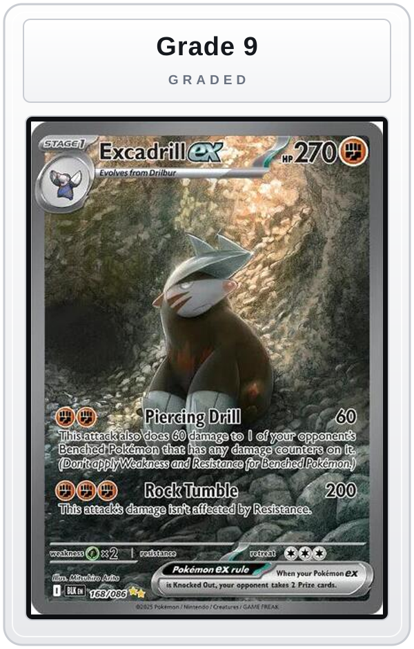 Graded - Excadrill ex - 168/086 — Grade 9 graded overlay
