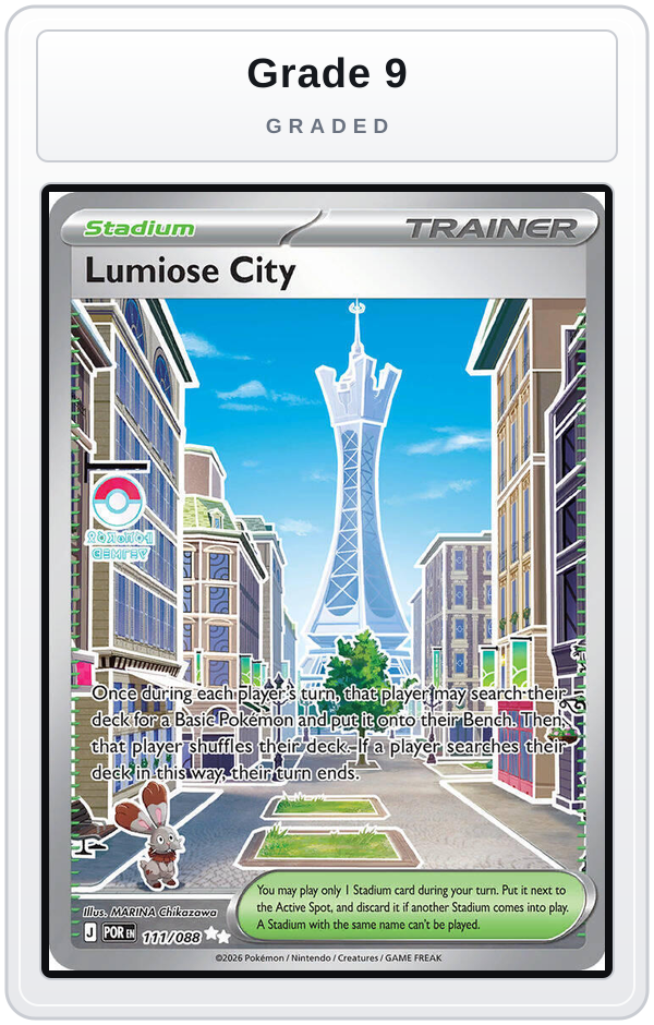 Graded - Lumiose City - 111/088 — Grade 9 graded overlay