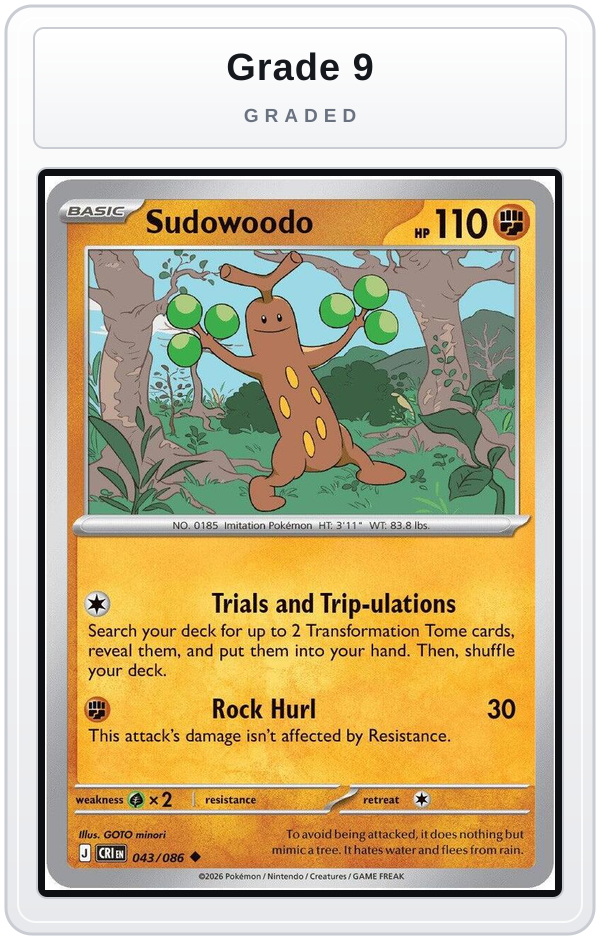 Graded - Sudowoodo — Grade 9 graded overlay