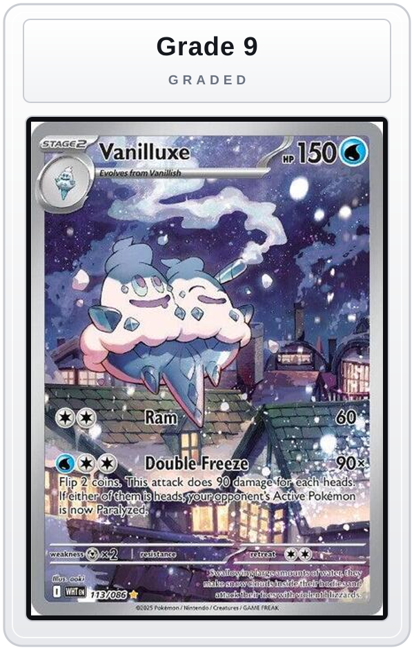 Graded - Vanilluxe - 113/086 — Grade 9 graded overlay