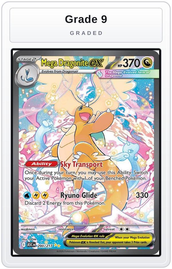 Graded - Mega Dragonite ex - 290/217 — Grade 9 graded overlay