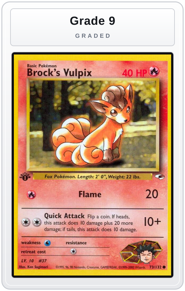 Graded - Brock's Vulpix — Grade 9 graded overlay