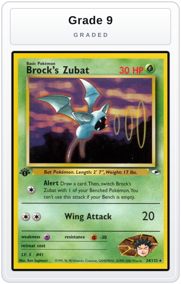 Graded - Brock's Zubat (24) — Grade 9 graded overlay