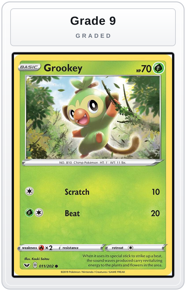 Graded - Grookey (011) — Grade 9 graded overlay