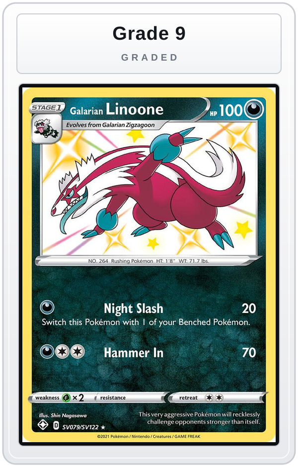 Graded - Galarian Linoone — Grade 9 graded overlay