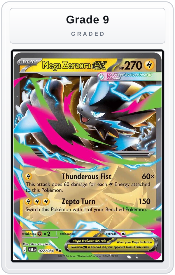 Graded - Mega Zeraora ex - 027/084 — Grade 9 graded overlay