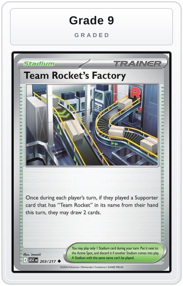 Graded - Team Rocket's Factory — Grade 9 graded overlay