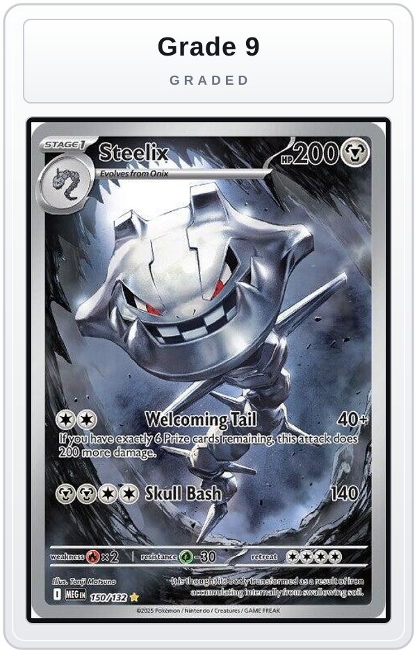 Graded - Steelix - 150/132 — Grade 9 graded overlay