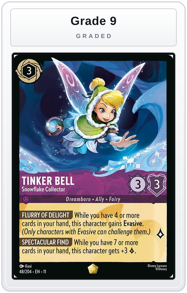 Graded - Tinker Bell - Snowflake Collector — Grade 9 graded overlay