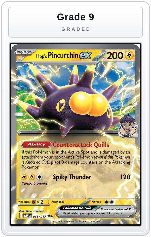 Graded - Hop's Pincurchin ex — Grade 9 graded overlay