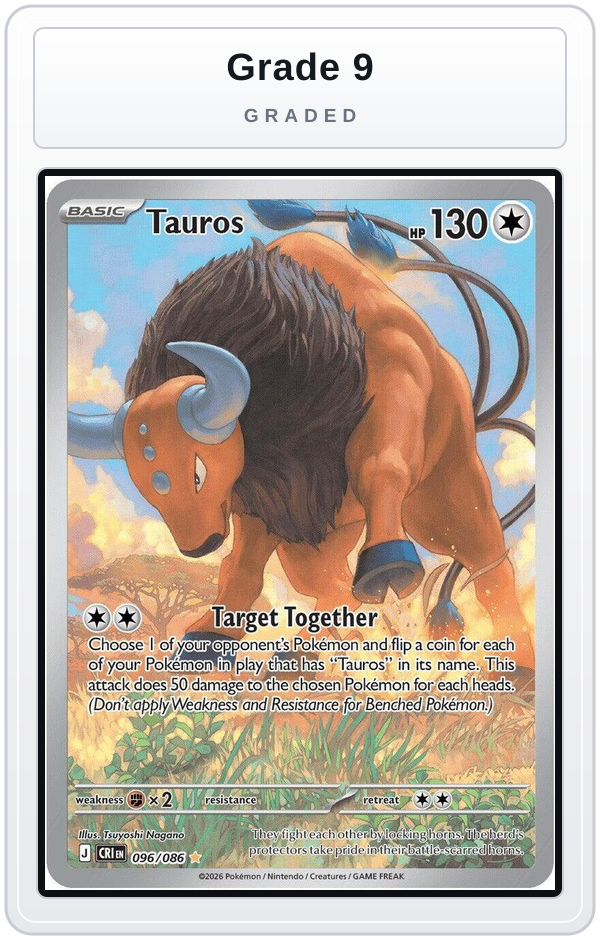 Graded - Tauros - 096/086 — Grade 9 graded overlay