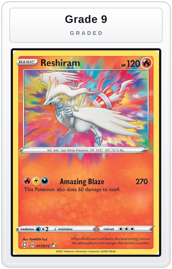 Graded - Reshiram — Grade 9 graded overlay