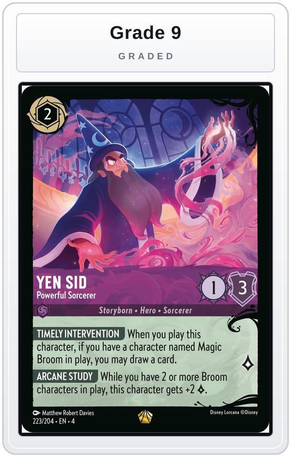 Graded - Yen Sid - Powerful Sorcerer (223/204) — Grade 9 graded overlay