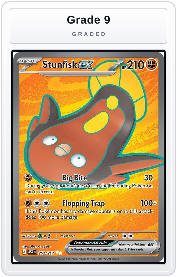 Graded - Stunfisk ex - 252/217 — Grade 9 graded overlay