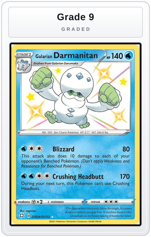 Graded - Galarian Darmanitan — Grade 9 graded overlay