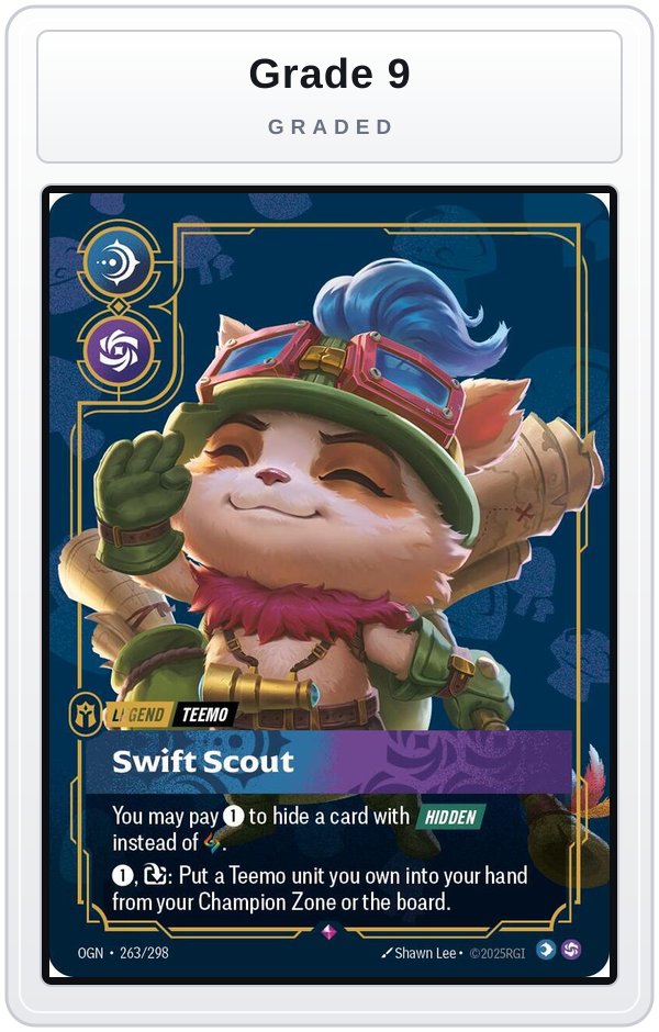 Graded - Teemo, Swift Scout — Grade 9 graded overlay