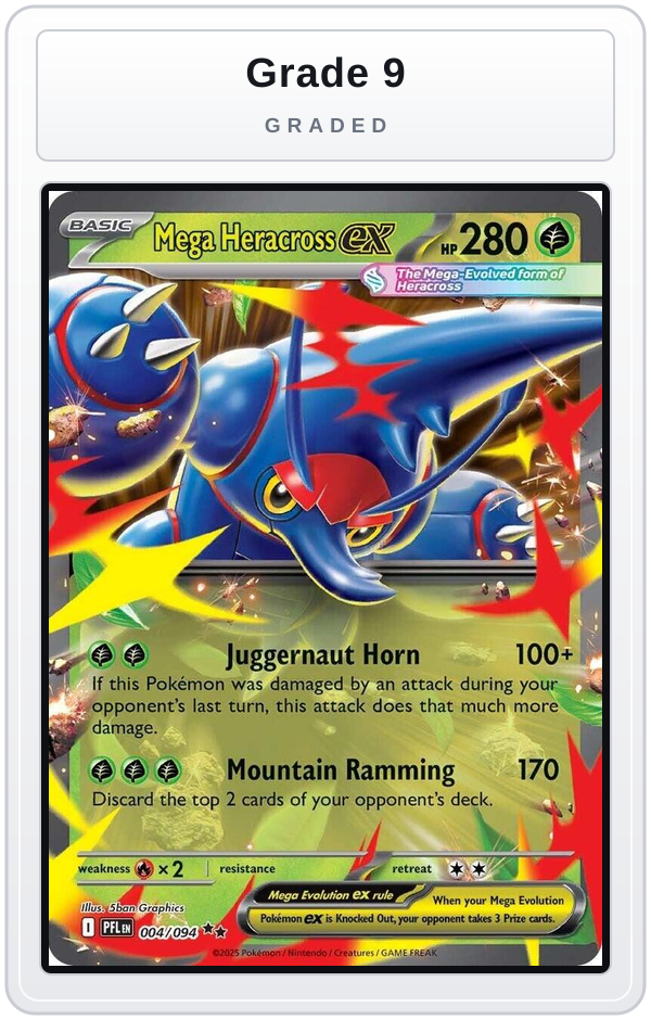 Graded - Mega Heracross ex - 004/094 — Grade 9 graded overlay